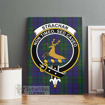 Strachan Tartan Canvas Print Wall Art with Family Crest