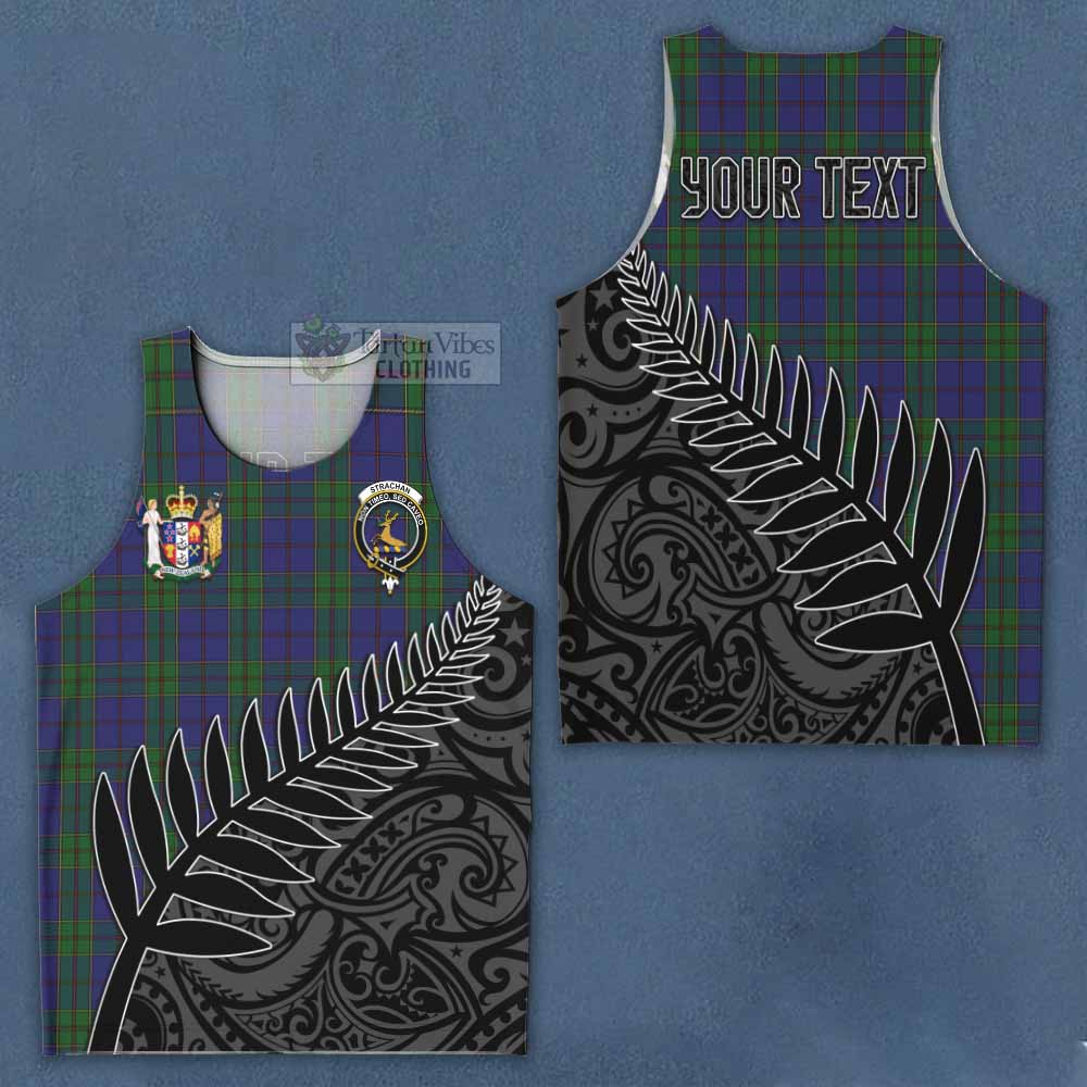 Tartan Vibes Clothing Strachan Crest Tartan Men's Tank Top with New Zealand Silver Fern Half Style