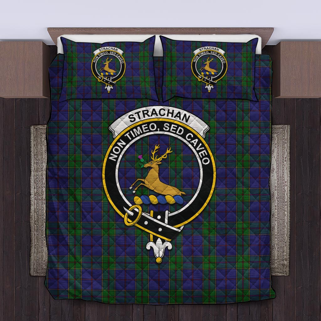 Strachan Tartan Quilt Bed Set with Family Crest Twin - Tartan Vibes Clothing