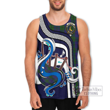 Strachan Tartan Men's Tank Top with Epic Bagpipe Style