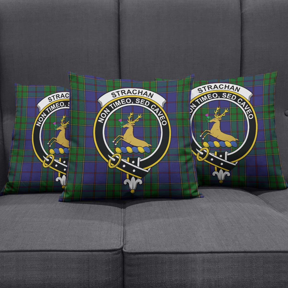 Strachan Tartan Pillow Cover with Family Crest Square Pillow Cover - Tartanvibesclothing