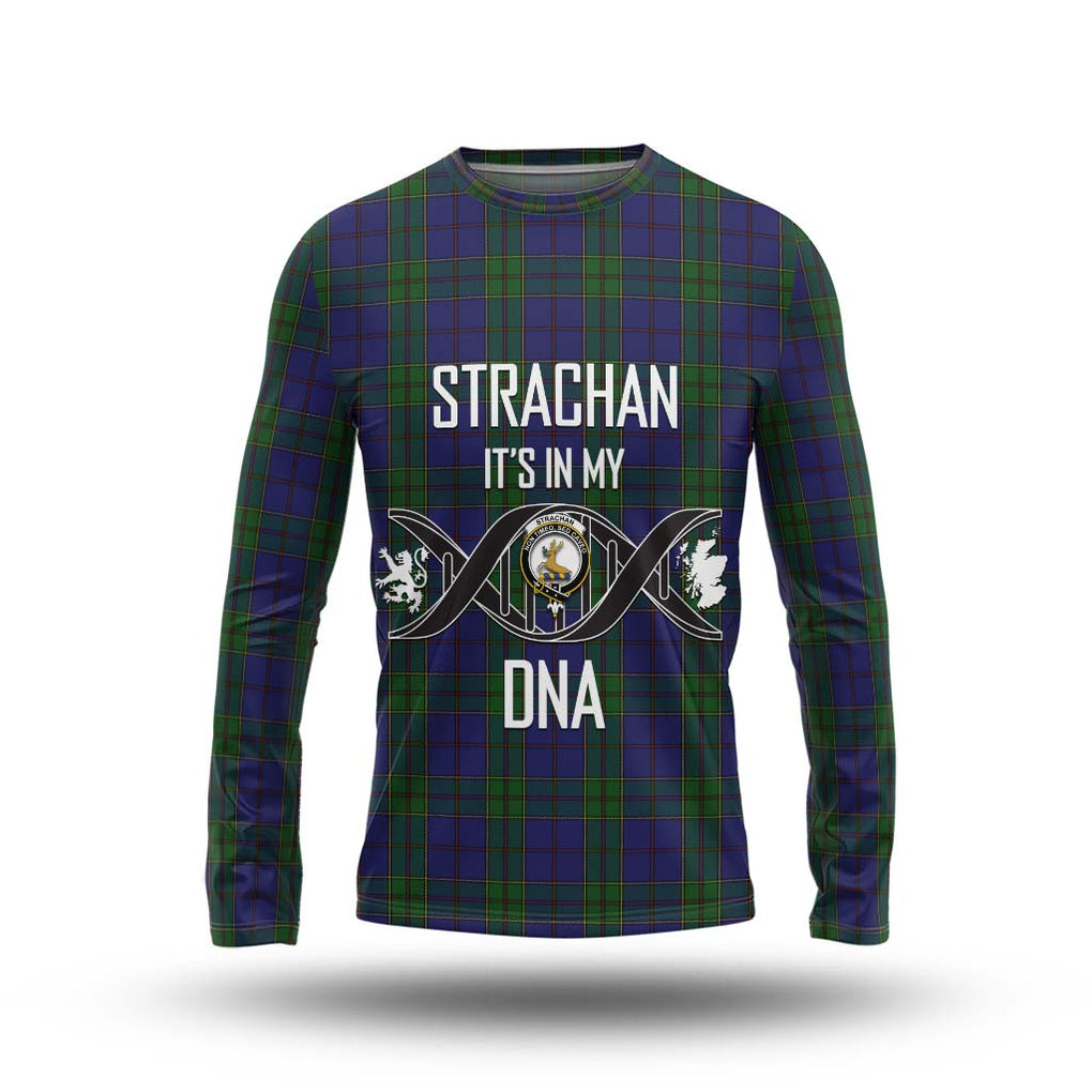 Strachan Tartan Long Sleeve T-Shirt with Family Crest DNA In Me Style Unisex - Tartanvibesclothing Shop