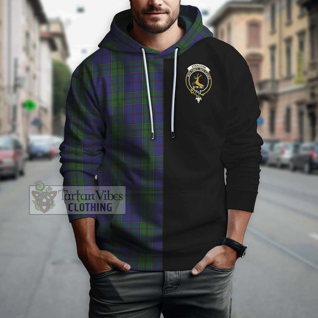 Strachan Tartan Hoodie with Family Crest and Half Of Me Style Zip Hoodie - Tartanvibesclothing Shop