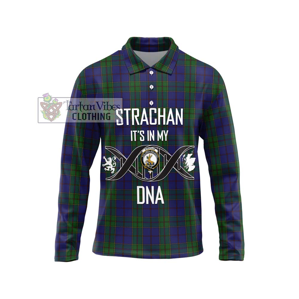 Strachan Tartan Long Sleeve Polo Shirt with Family Crest DNA In Me Style Unisex - Tartanvibesclothing Shop