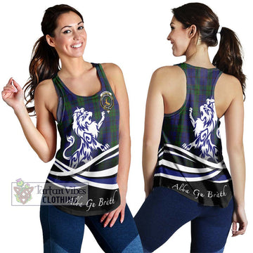 Strachan Tartan Women's Racerback Tanks with Alba Gu Brath Regal Lion Emblem