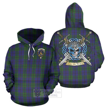 Strachan Tartan Hoodie with Family Crest Celtic Skull Style