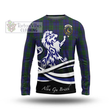 Strachan Tartan Long Sleeve T-Shirt with Alba Gu Brath Regal Lion Emblem