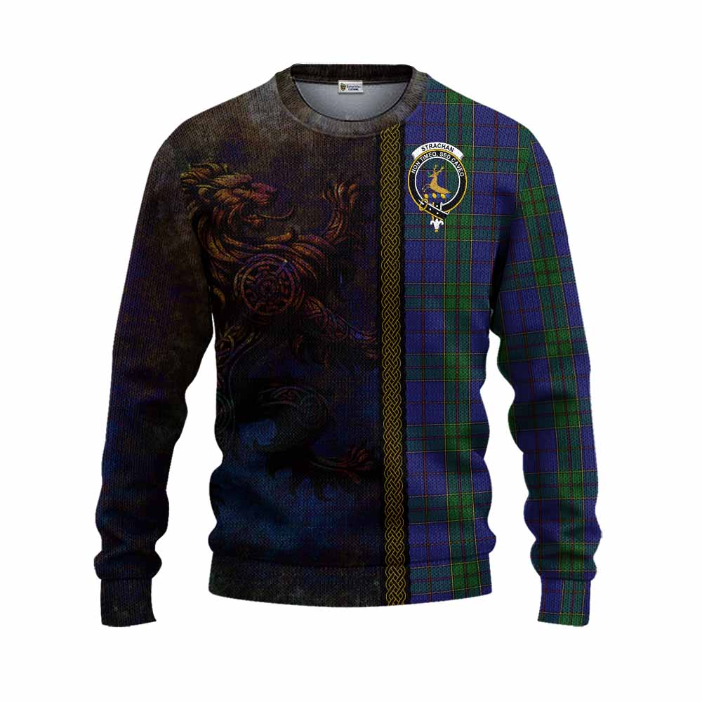 Strachan Tartan Family Crest Knitted Sweater Alba Gu Brath Be Brave Lion Ancient Style Unisex - Tartan Vibes Clothing