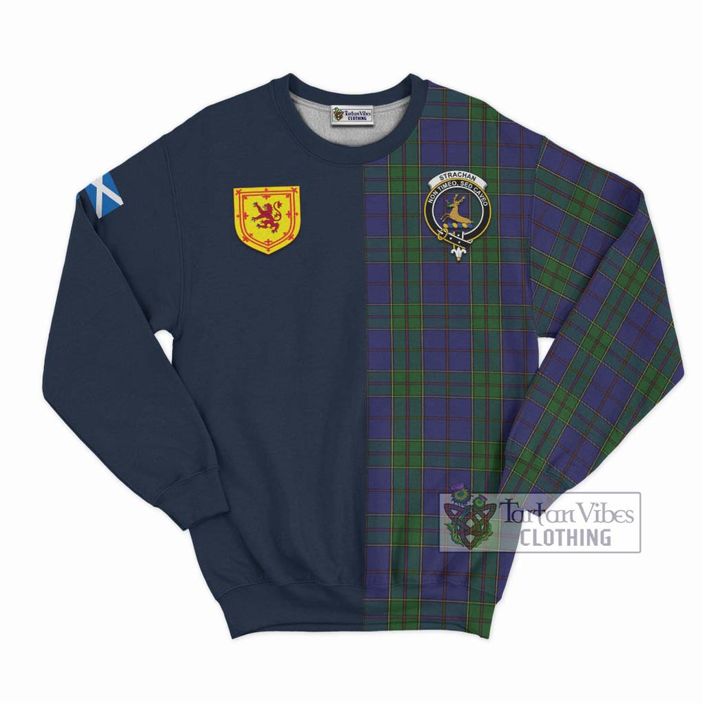 Tartan Vibes Clothing Strachan Tartan Sweatshirt with Scottish Lion Royal Arm Half Style