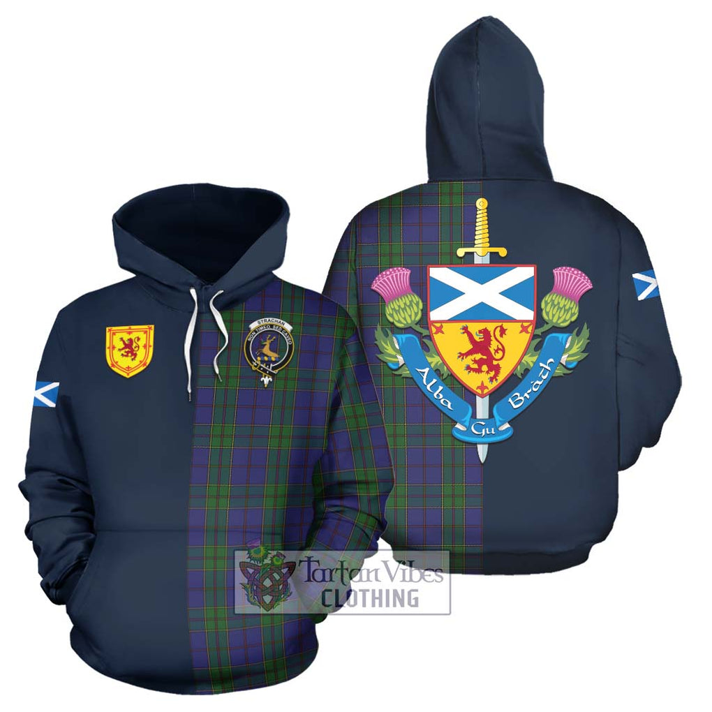 Tartan Vibes Clothing Strachan Tartan Hoodie with Scottish Lion Royal Arm Half Style