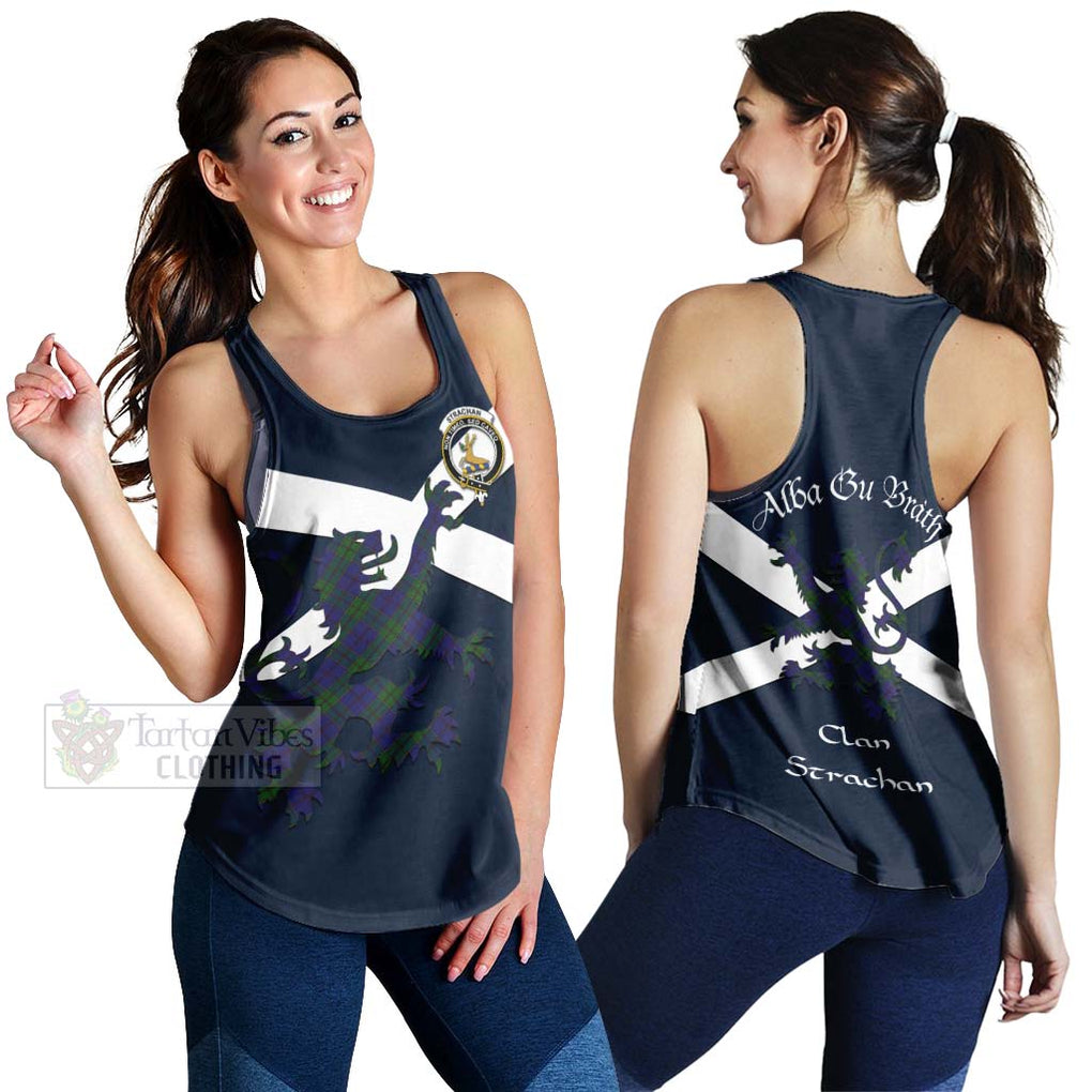 Tartan Vibes Clothing Strachan Tartan Lion Rampant Women's Racerback Tanks – Proudly Display Your Heritage with Alba Gu Brath and Clan Name