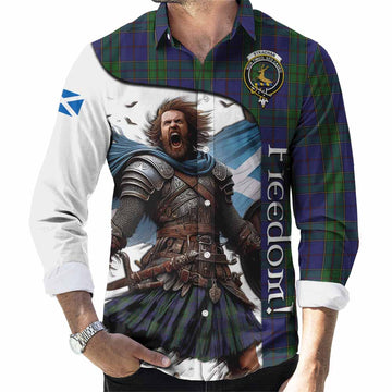 Strachan Crest Tartan Long Sleeve Button Shirt Inspired by the Freedom of Scottish Warrior