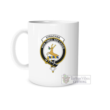 Strachan Family Crest Ceramic Mug White - 2D-tartanvibesclothing