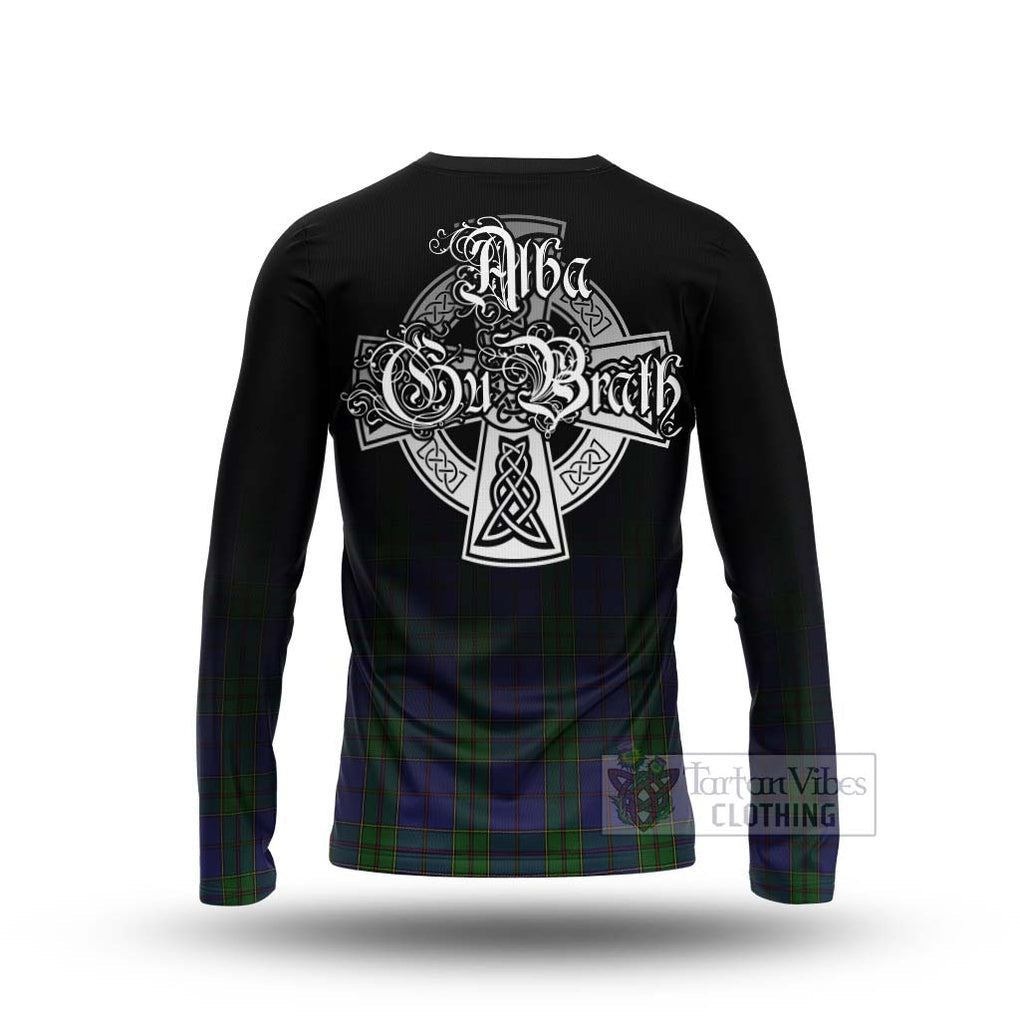 Tartan Vibes Clothing Strachan Tartan Long Sleeve T-Shirt Featuring Alba Gu Brath Family Crest Celtic Inspired