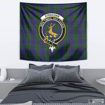 Strachan Tartan Tapestry Wall Hanging and Home Decor for Room with Family Crest