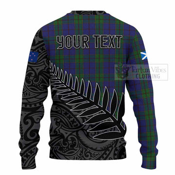 Strachan Crest Tartan Knitted Sweater with New Zealand Silver Fern Half Style