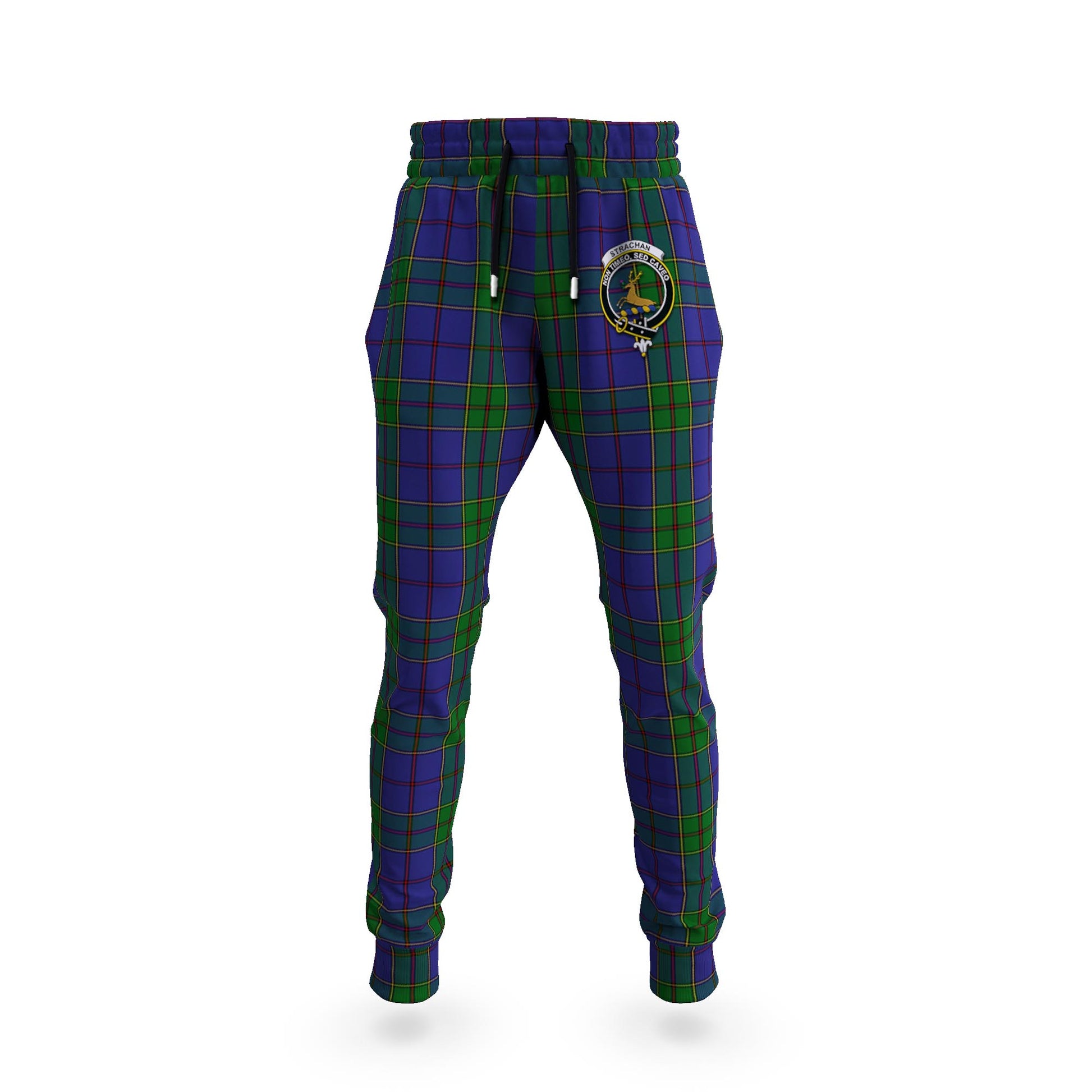 Strachan Tartan Joggers Pants with Family Crest 5XL - Tartan Vibes Clothing