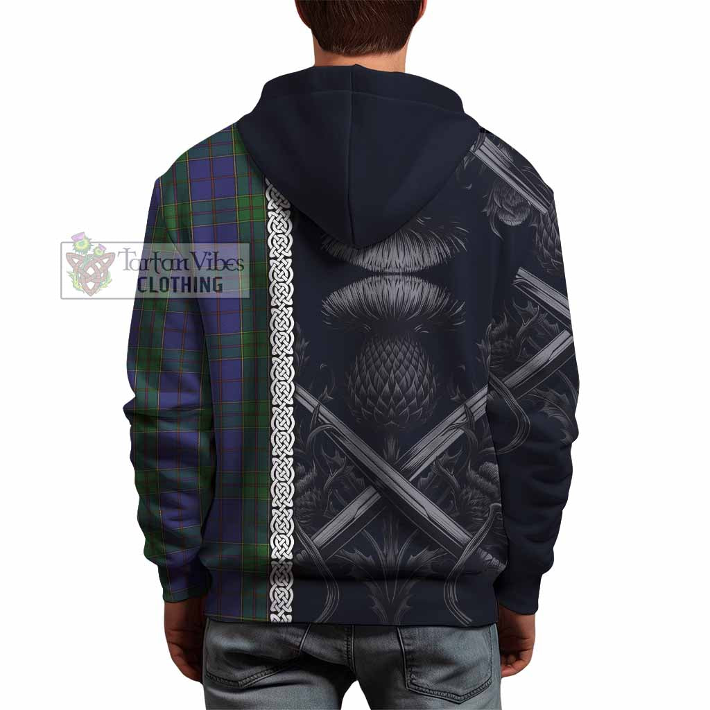 Tartan Vibes Clothing Strachan Tartan Hoodie with Family Crest Cross Sword Thistle Celtic Vibes