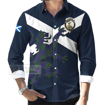 Strachan Tartan Lion Rampant Long Sleeve Button Shirt Proudly Display Your Heritage with Alba Gu Brath and Clan Name