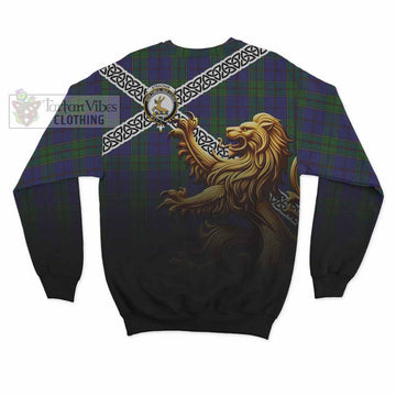 Strachan Crest Tartan Sweatshirt with Golden Lion Emblem Celtic Style - Tartan Vibes Clothing