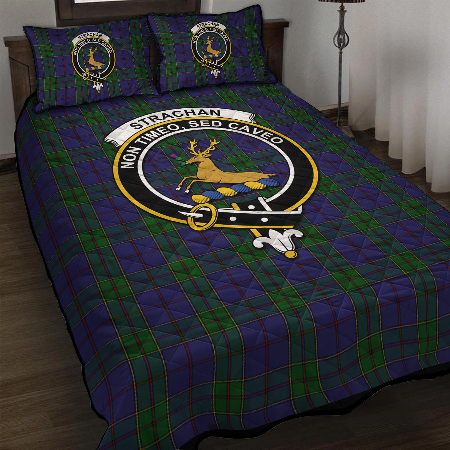 Strachan Tartan Quilt Bed Set with Family Crest - Tartan Vibes Clothing