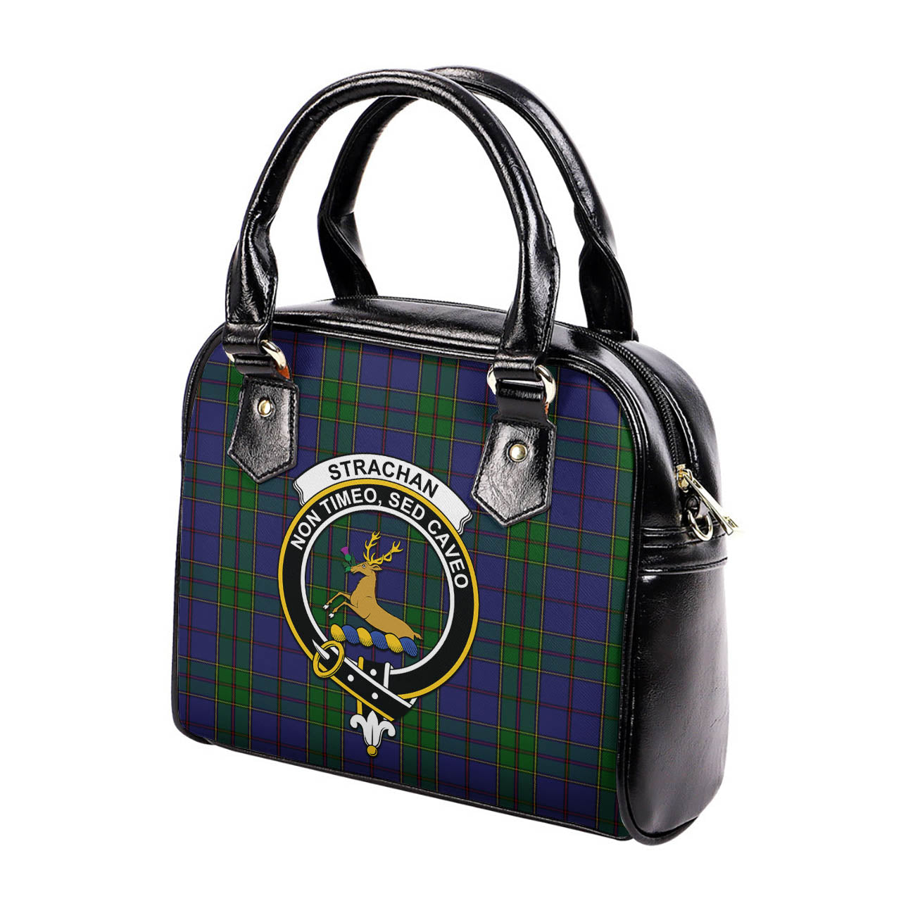 Strachan Tartan Shoulder Handbags with Family Crest - Tartanvibesclothing