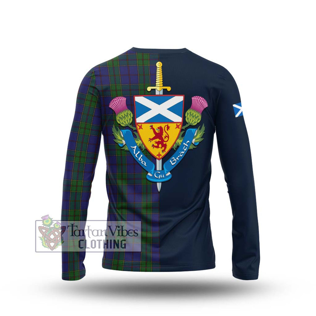 Tartan Vibes Clothing Strachan Tartan Long Sleeve T-Shirt with Scottish Lion Royal Arm Half Style