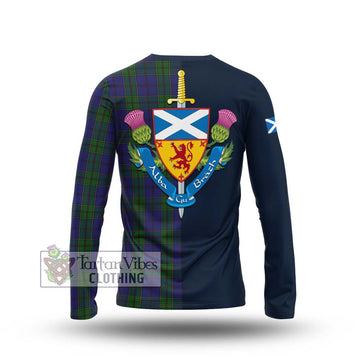 Strachan Tartan Long Sleeve T-Shirt Alba with Scottish Lion Royal Arm Half Style