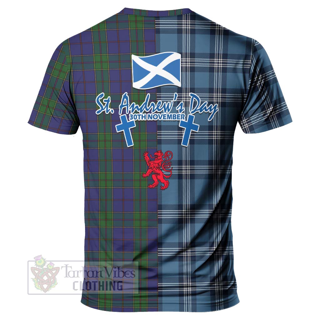 Tartan Vibes Clothing Strachan Tartan T-Shirt Happy St. Andrew's Day Half Tartan Style