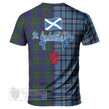 Strachan Tartan T-Shirt Happy St. Andrew's Day Half Tartan Style