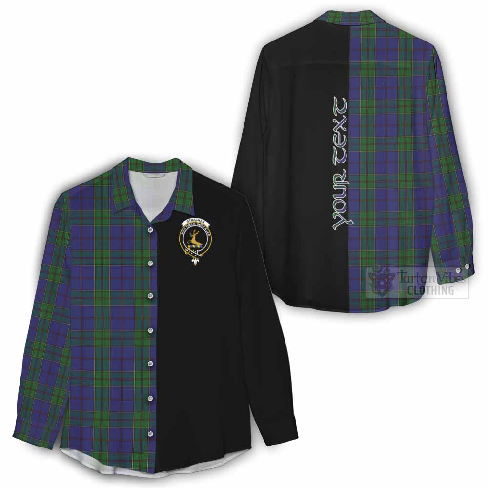 Tartan Vibes Clothing Strachan Tartan Women's Casual Shirt with Family Crest and Half Of Me Style