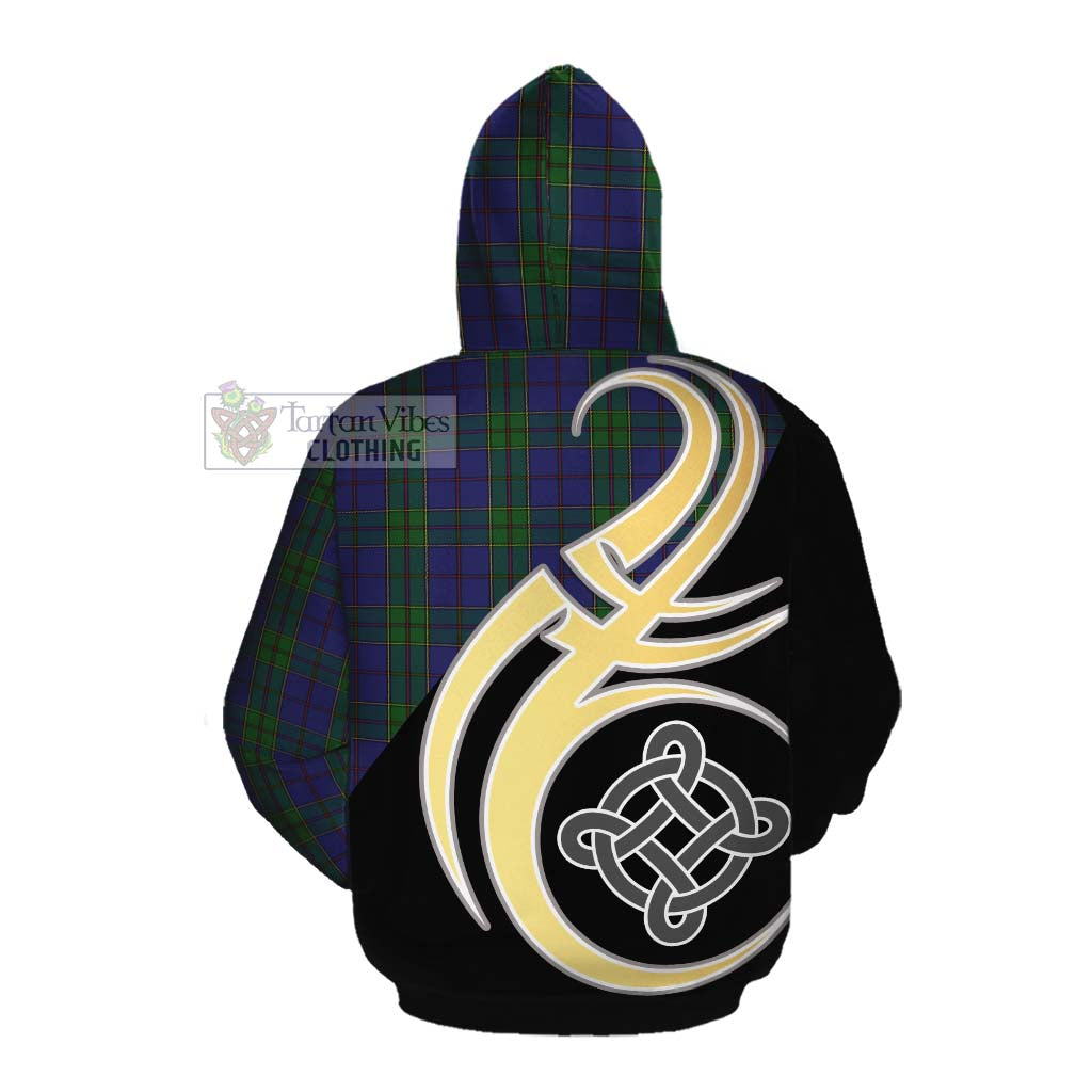 Tartan Vibes Clothing Strachan Tartan Cotton Hoodie with Family Crest and Celtic Symbol Style