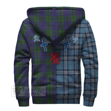 Strachan Tartan Sherpa Hoodie Happy St. Andrew's Day Half Tartan Style