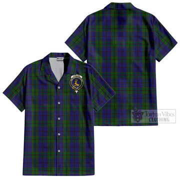 Strachan Tartan Cotton Hawaiian Shirt with Family Crest