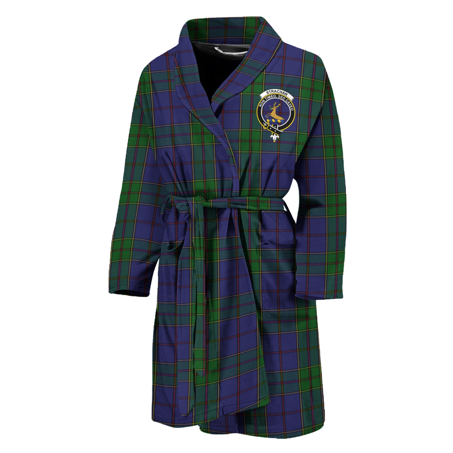 Strachan Tartan Bathrobe with Family Crest Unisex M - Tartan Vibes Clothing