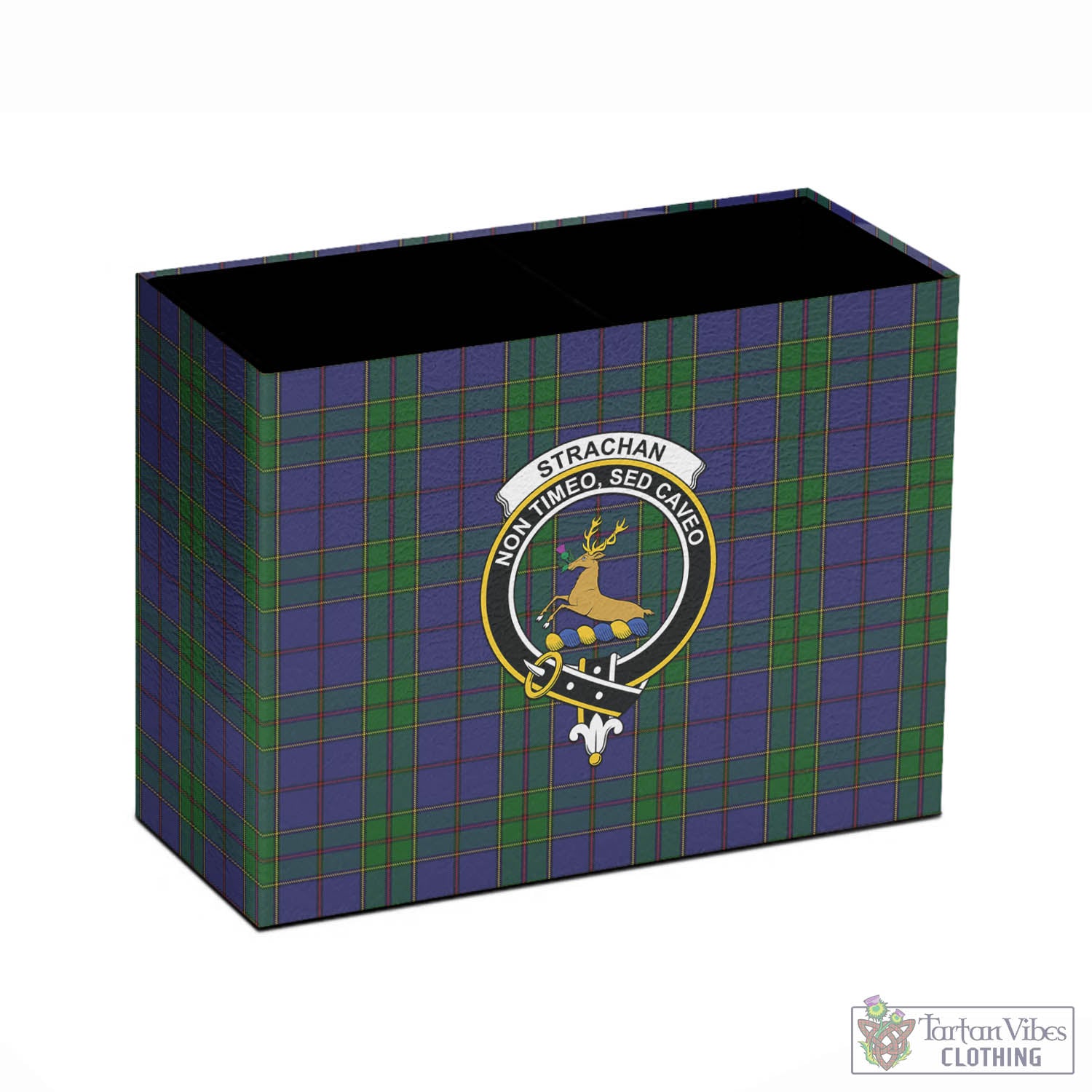 Tartan Vibes Clothing Strachan Tartan Pen Holder with Family Crest