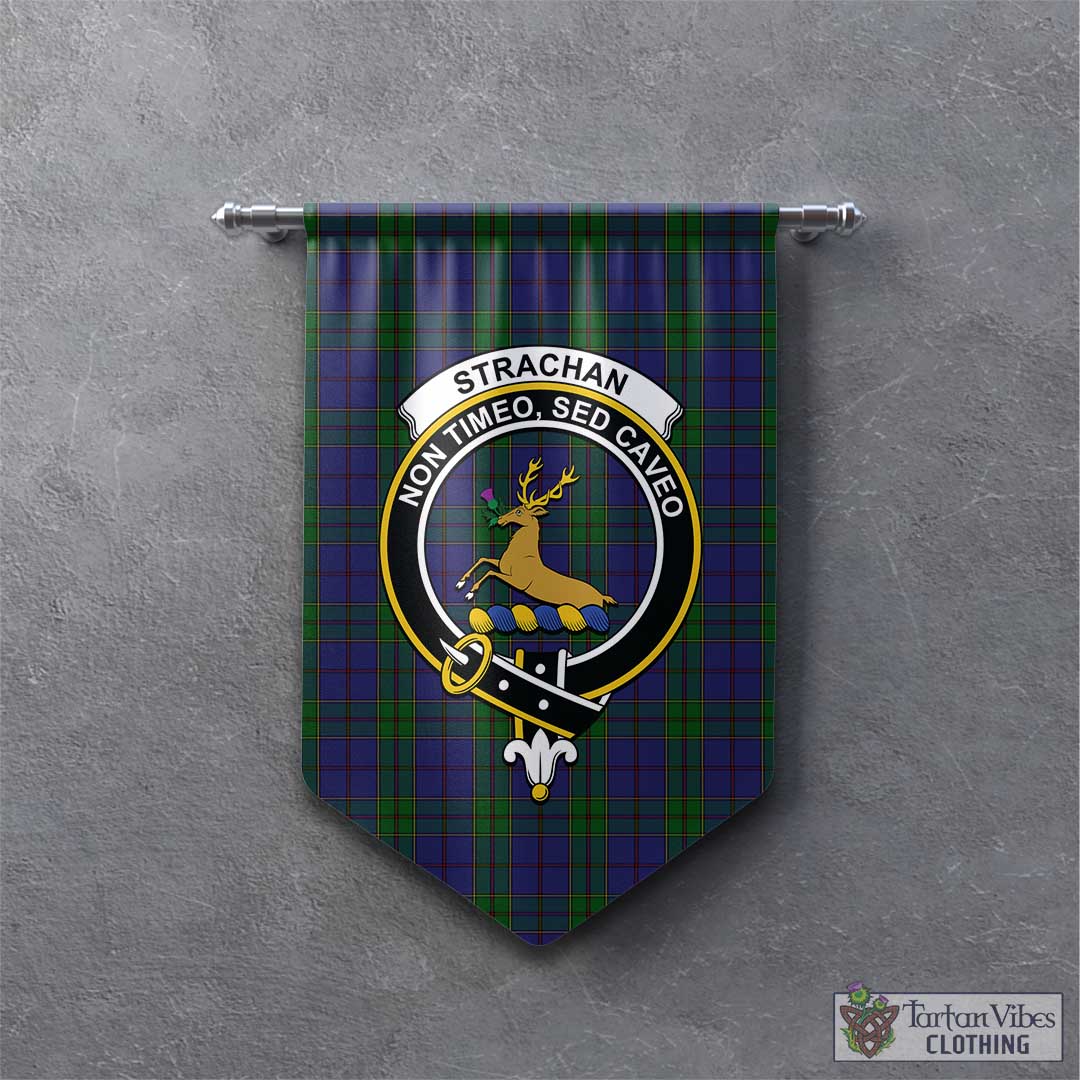 Tartan Vibes Clothing Strachan Tartan Gonfalon, Tartan Banner with Family Crest