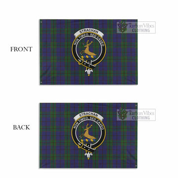 Strachan Tartan House Flag with Family Crest