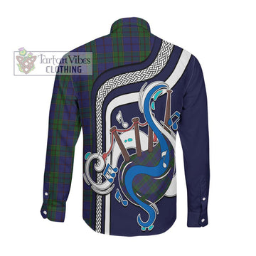 Strachan Tartan Long Sleeve Button Shirt with Epic Bagpipe Style