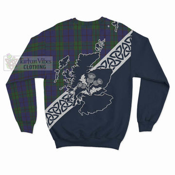 Strachan Tartan Sweatshirt Featuring Thistle and Scotland Map