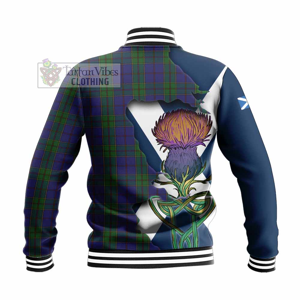 Strachan Tartan Family Crest Baseball Jacket Scottish Thistle Celtic Inspired - Tartan Vibes Clothing