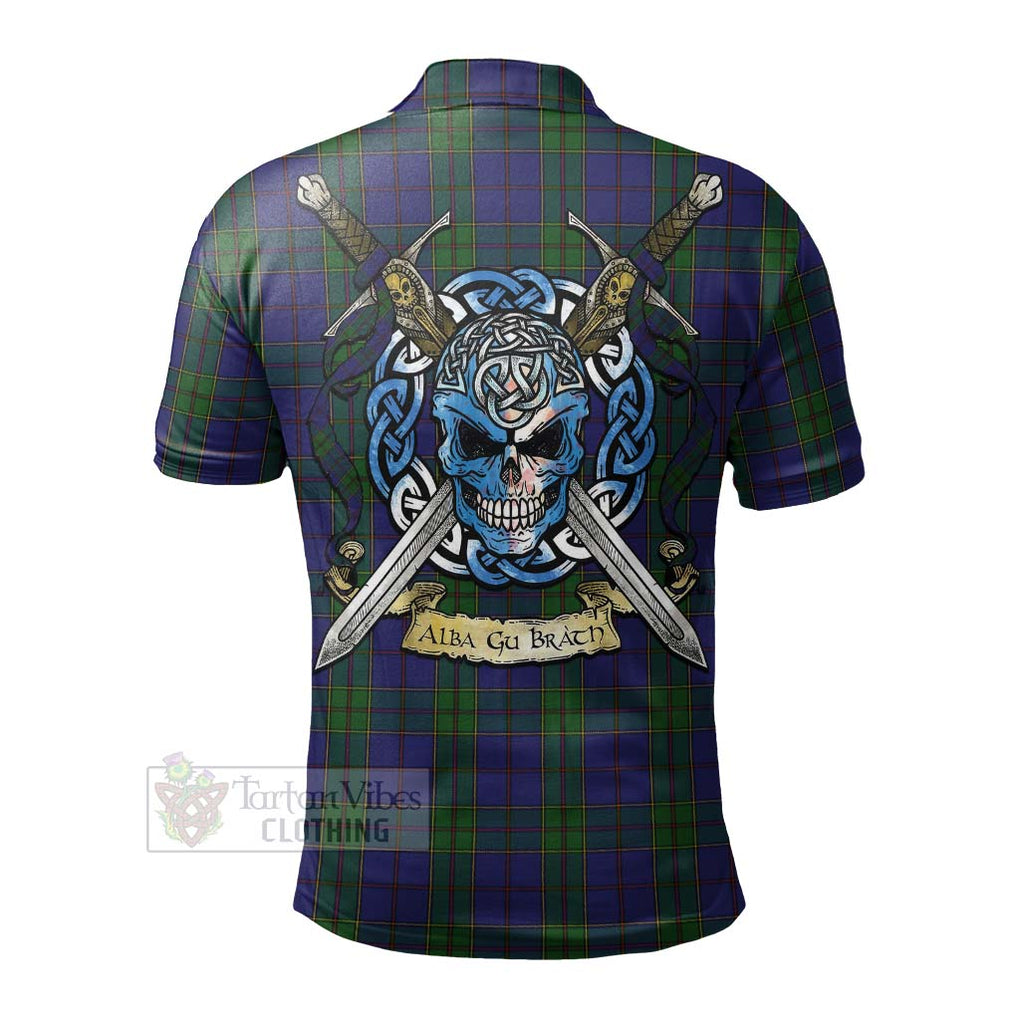 Tartan Vibes Clothing Strachan Tartan Polo Shirt with Family Crest Celtic Skull Style