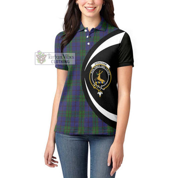 Strachan Tartan Women's Polo Shirt with Family Crest Circle Style