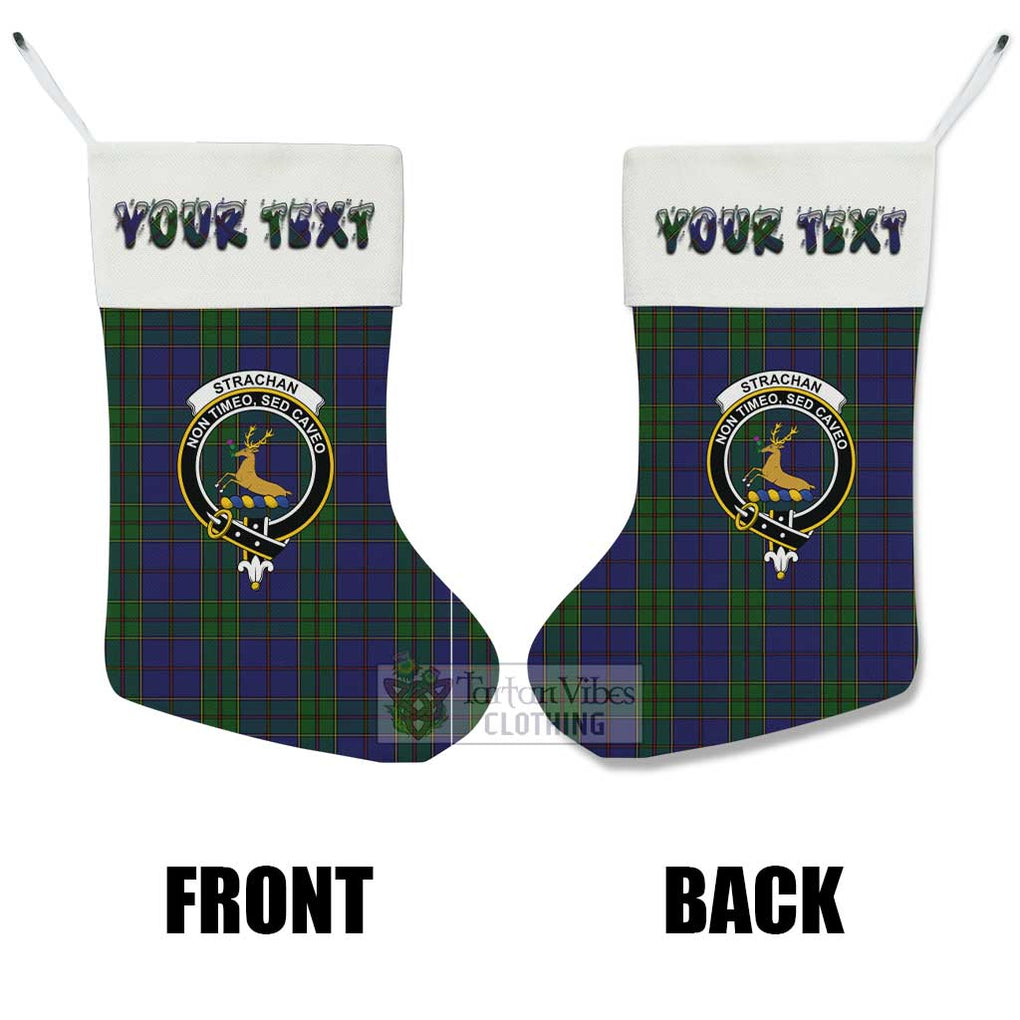 Tartan Vibes Clothing Strachan Tartan Family Crest Christmas Stocking with Personalized Text