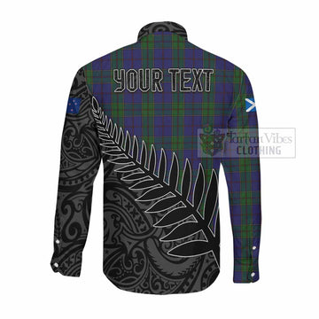 Strachan Crest Tartan Long Sleeve Button Shirt with New Zealand Silver Fern Half Style