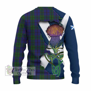 Strachan Tartan Family Crest Knitted Sweater Scottish Thistle Celtic Inspired - Tartan Vibes Clothing