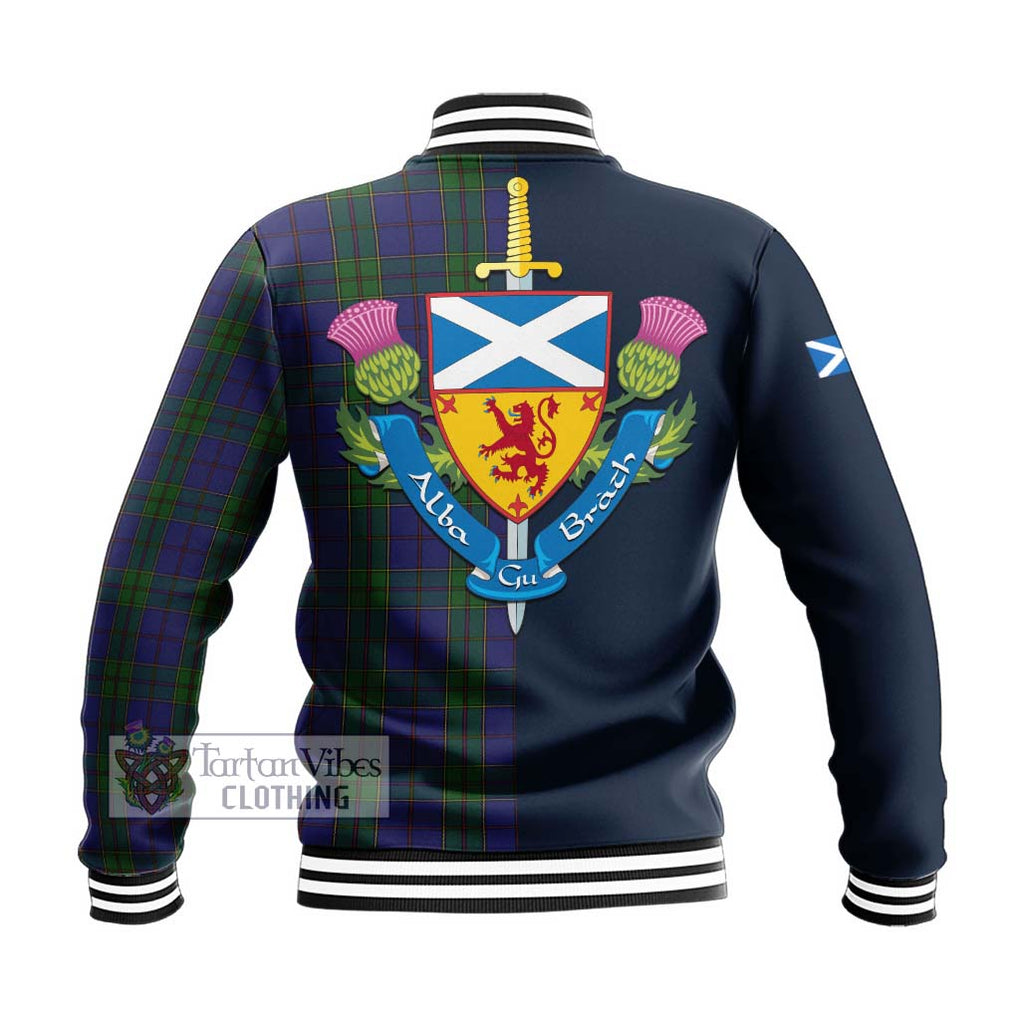 Tartan Vibes Clothing Strachan Tartan Baseball Jacket with Scottish Lion Royal Arm Half Style