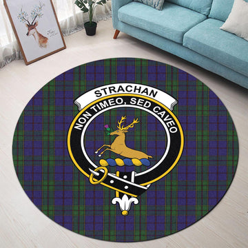 Strachan Tartan Round Rug with Family Crest