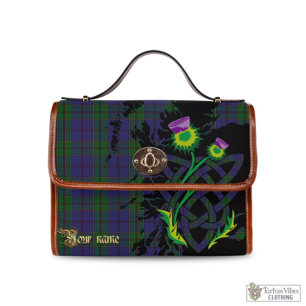 Tartan Vibes Clothing Strachan Tartan Waterproof Canvas Bag with Scotland Map and Thistle Celtic Accents