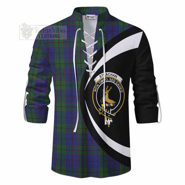 Strachan Tartan Ghillie Kilt Shirt with Family Crest Circle Style